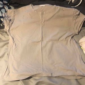 Distressed ruffle short sleeve